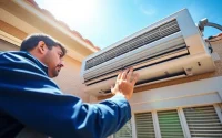 AC repair Glendale AZ technician servicing a residential air conditioning unit.
