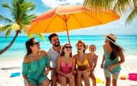 Enjoying Livingstone Vacations Bahamas Travel on a sunny beach with family fun.