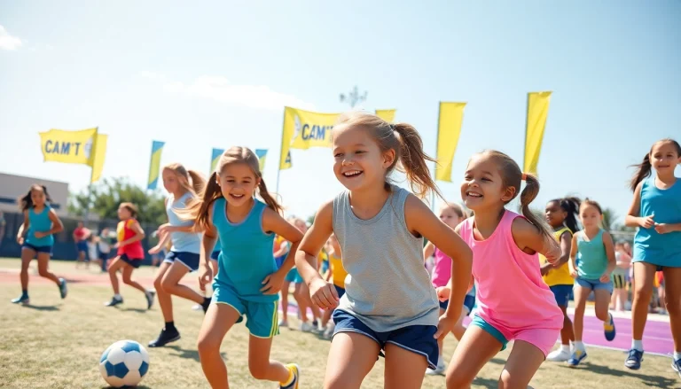 Girls enjoying Multi Sports Camps for Girls, engaged in soccer, basketball, and gymnastics.