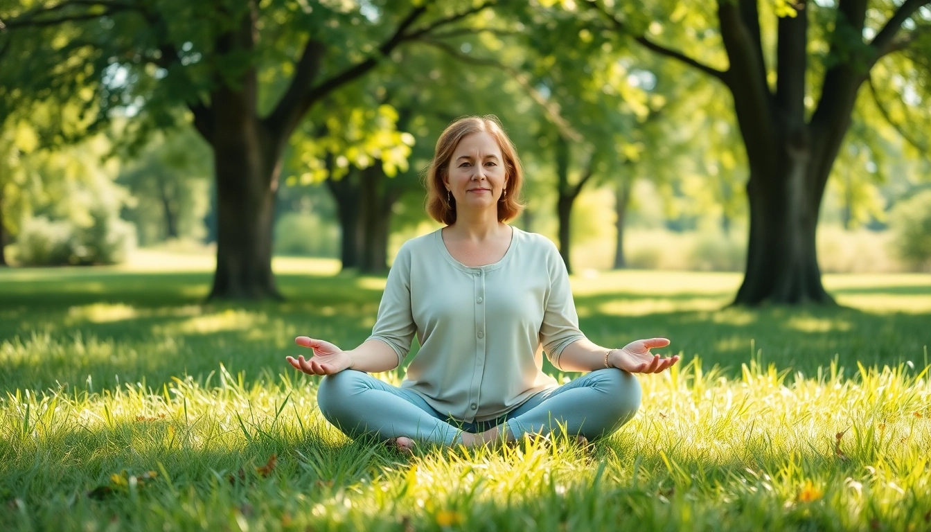 Mindfulness Coach UK meditating in a tranquil natural environment, promoting inner peace and calmness.