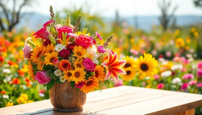 Arrange Orange County flowers in a rustic vase on a sunlit table, showcasing vibrant beauty.