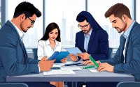 Discussing trademark registration in Dubai in a modern office setting.