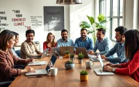 Engaged team discussing Small Business Subscription strategies in a modern office setting.