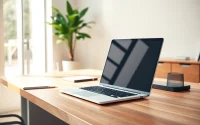 Αγοράστε refurbished laptop σε μοντέρνο γραφείο με φυσικό φωτισμό.