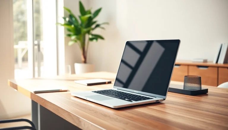 Αγοράστε refurbished laptop σε μοντέρνο γραφείο με φυσικό φωτισμό.