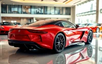 Showcasing the perfect car in a luxurious showroom with a sleek design and polished environment.