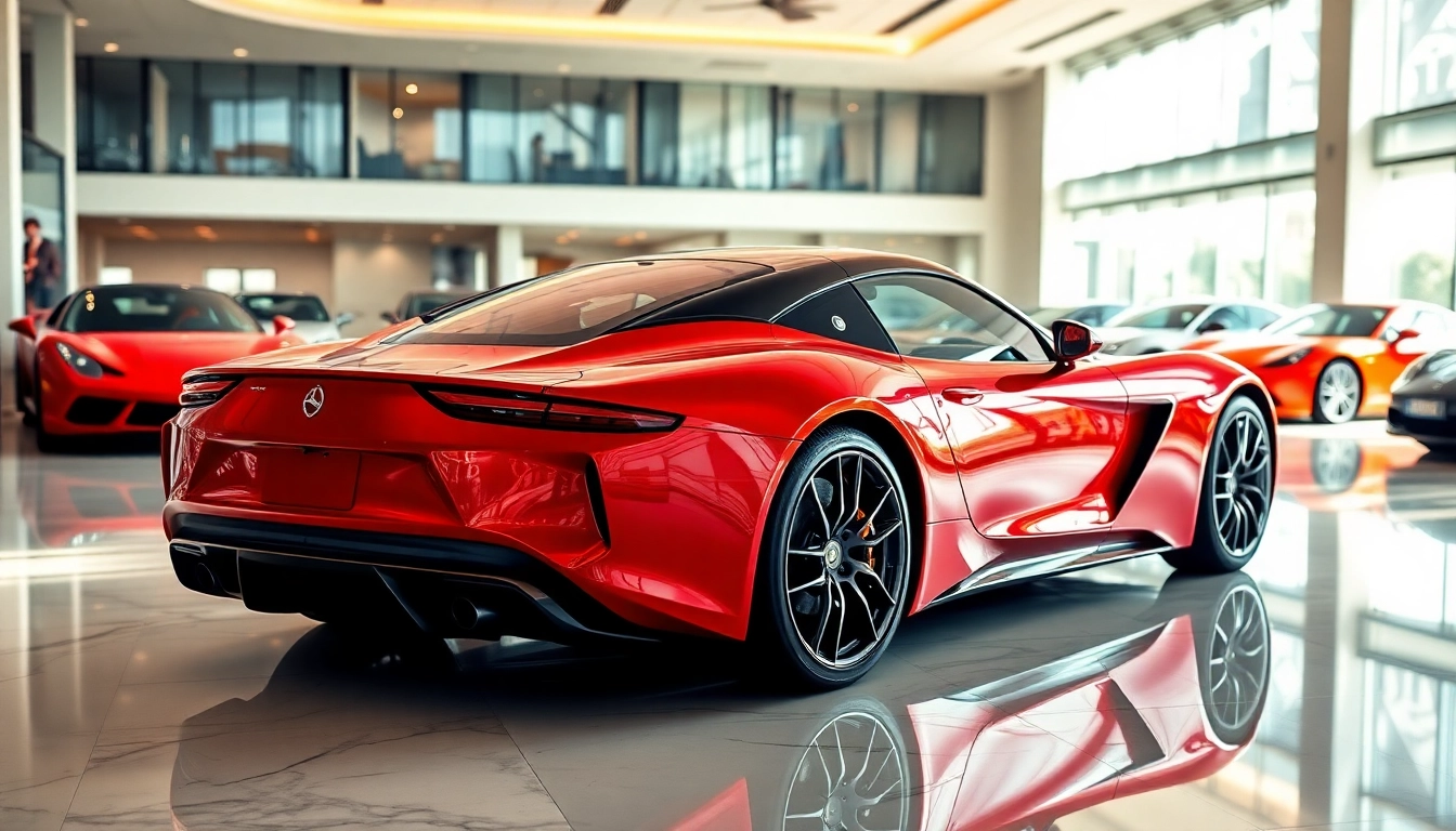 Showcasing the perfect car in a luxurious showroom with a sleek design and polished environment.