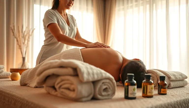 마사지 치료 중인 고객과 치료사 이미지, 편안한 분위기에서 전문적인 마사지 제공