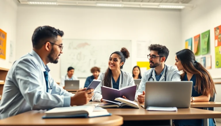 Medizinstudium ohne Aufnahmeprüfung: Engagierte Studierende in einem modernen Klassenzimmer.