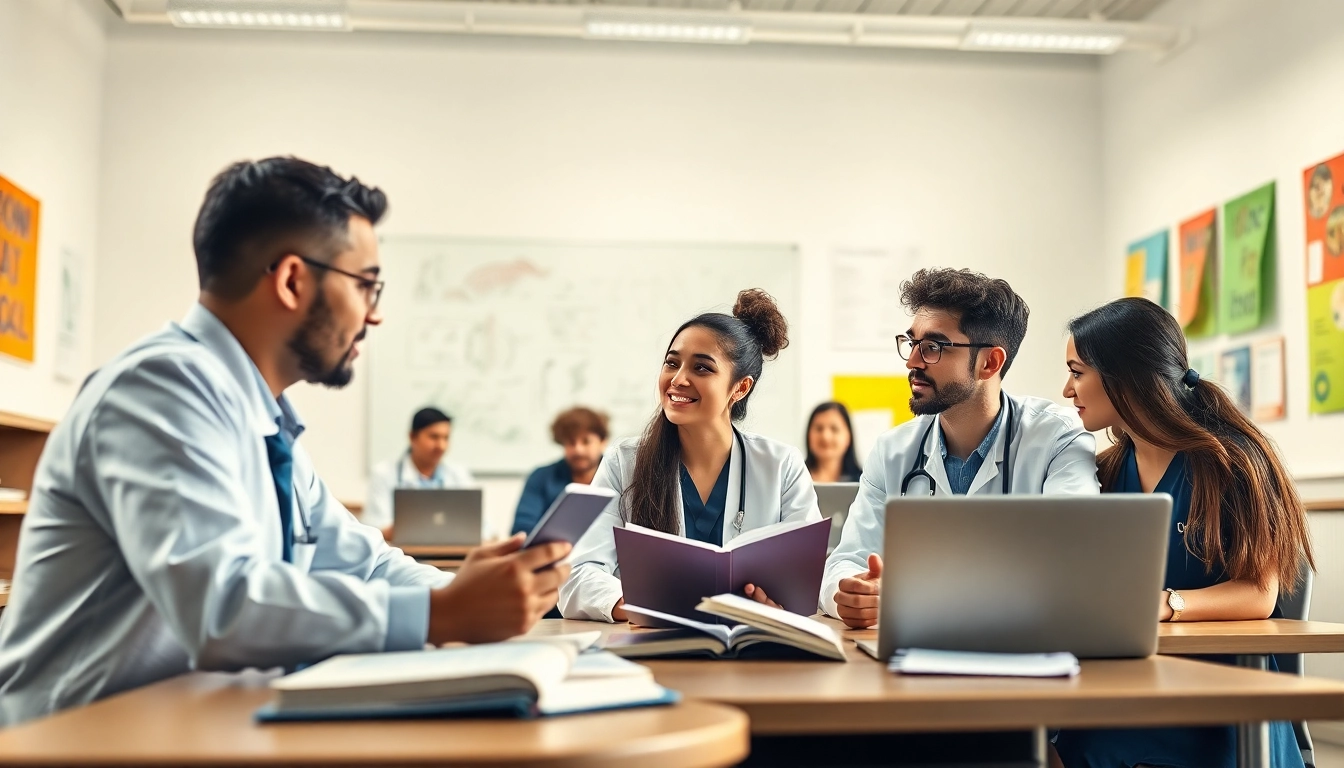 Medizinstudium ohne Aufnahmeprüfung: Engagierte Studierende in einem modernen Klassenzimmer.