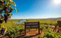 Explore the scenic vineyards of Clarksburg, California, showcasing beautiful grapevines.