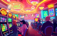Engaged players experiencing the excitement of JILI Games at an online casino with vibrant slot machines.