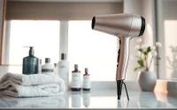 Using the laifen hair dryer to achieve salon-quality results in a cozy bathroom setting.