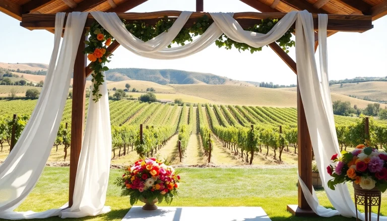 Couple celebrating their love at stunning clarksburg wedding venues surrounded by beautiful vineyards.