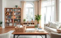 Organizing tools for house organizing Johns Creek in a beautifully arranged living room setting.