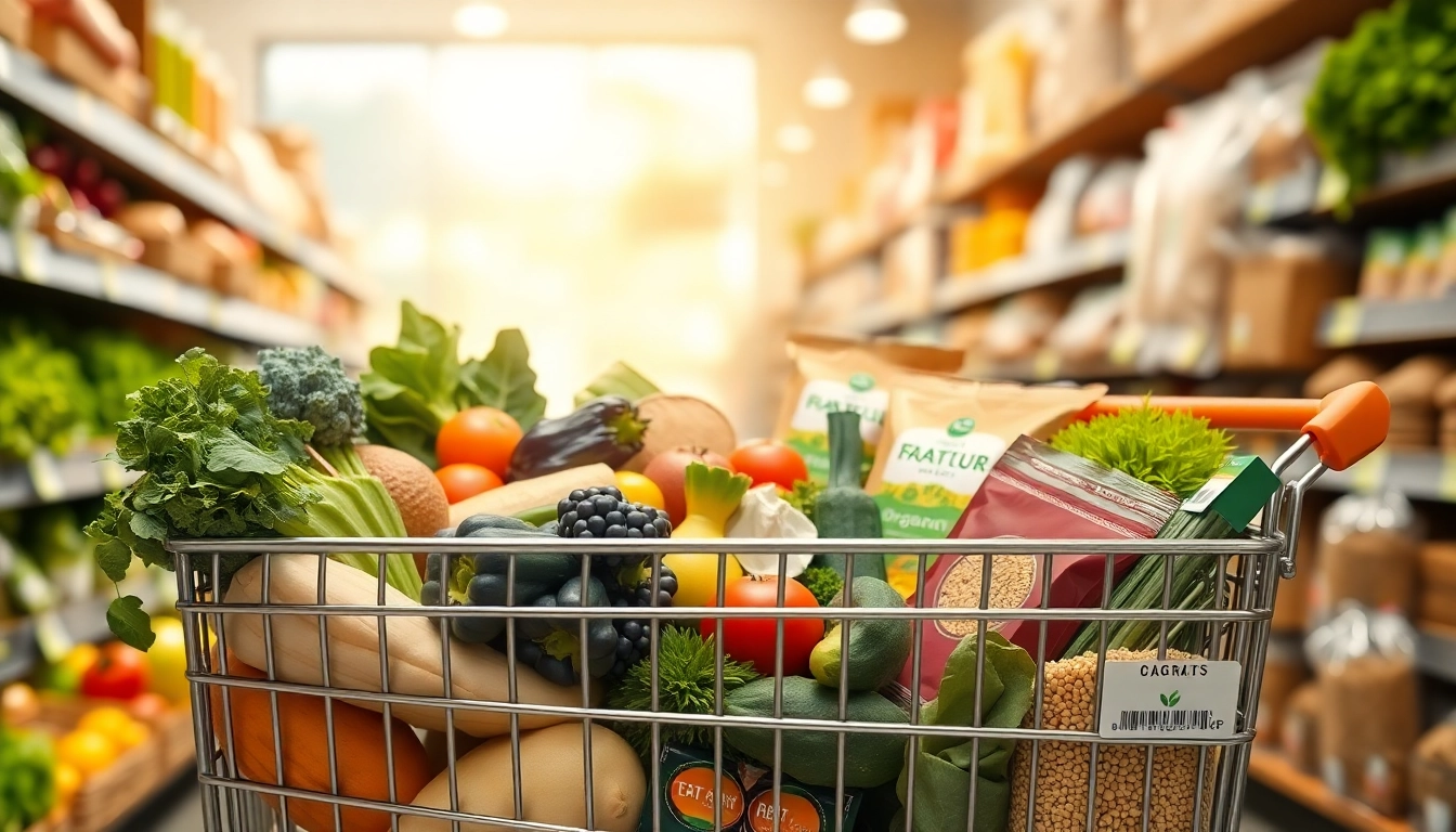Showcasing thrive market price with a vibrant shopping cart brimming with organic groceries.