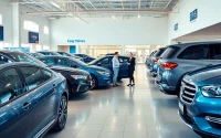 Find Used Vehicles with a diverse range of cars in a professional dealership showroom setting.