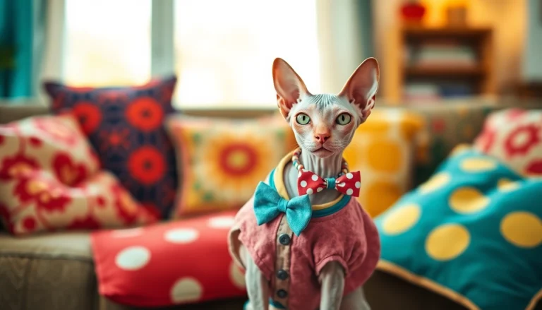 Showcase of PIKAPIKA Sphynx Clothes on a charming Sphynx cat in a cozy setting.