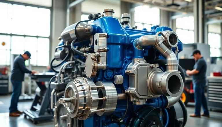Cummins ISX engine for sale, showcasing its polished design in a professional workshop setting.