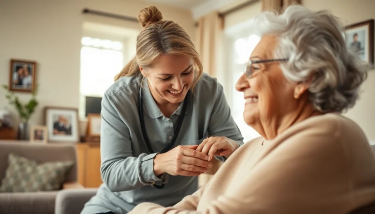 Engaging scene of austin senior home care with caregivers providing compassionate support.