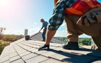 5-star roofing contractors Central Texas working diligently on a residential roof installation.