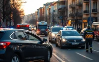 A traffic accident scene in Düzce showcases emergency responders attending to victims, highlighting a serious situation.