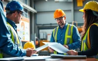Health and safety officer discussing nvq level 6 diploma in occupational health and safety examples in a workplace setting.