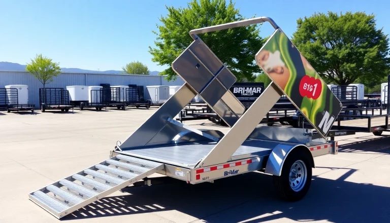 Explore Bri-Mar trailers for sale near me in a vibrant inventory yard showcasing various models.
