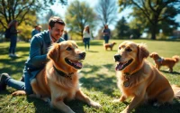 Engaging dog training session in Irvine showcasing positive training methods with a golden retriever.