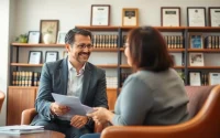 Engaging family lawyers Adelaide providing legal advice in a welcoming office environment.
