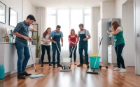 Execute top-notch bond cleaning Logan services in a bright, organized apartment space.