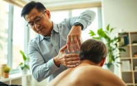 Chiropractor near me providing an adjustment to a patient in a calm office environment.