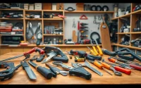 Showcase of cutting equipment tools and accessories in a well-organized workshop setting.