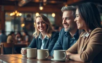 Couple discussing communication in relationships over coffee, showcasing connection and understanding.