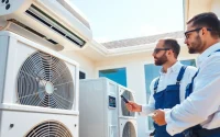 HVAC dealers provide professional air conditioning solutions in a bright, modern setting.