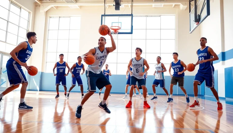 Engaged athletes at Takeover Basketball Academy displaying teamwork and skill during training.