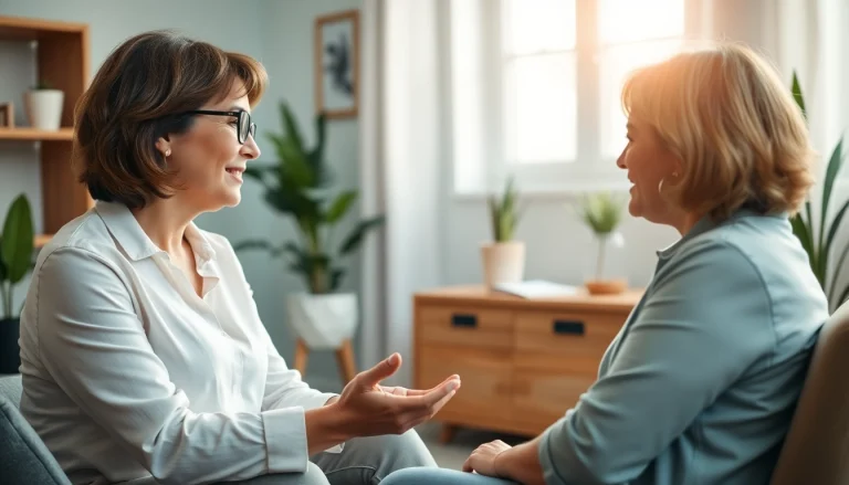 Attachment theory specialist engaging in a supportive therapy session with a client