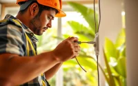 Apprentice engaging in electrician apprenticeship Hawaii, focused on wiring installation at home.
