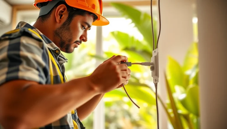 Apprentice engaging in electrician apprenticeship Hawaii, focused on wiring installation at home.