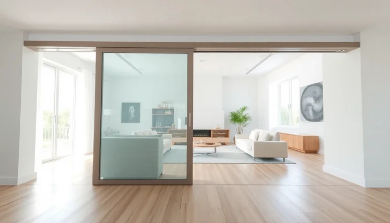 Install a sliding partition wall to stylishly divide spaces while enhancing room functionality.