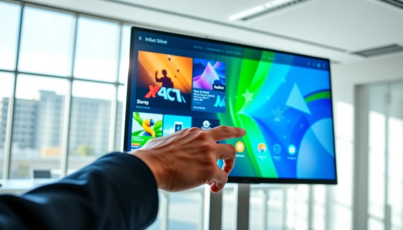 Engaging digital signage interface using Free digital signage software in a modern office.