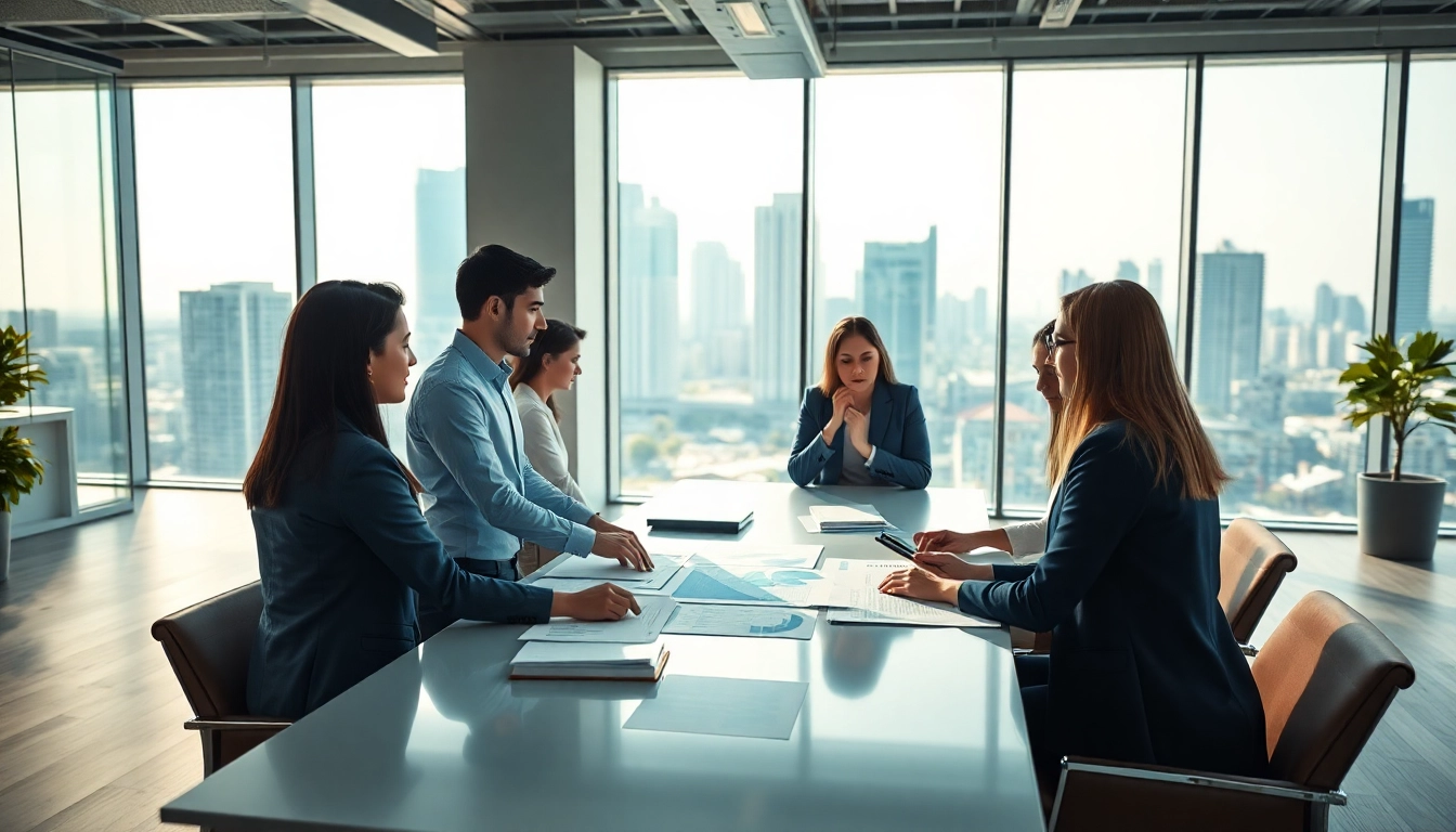Purchasing consultant engaging in a collaborative office setting with a diverse team.