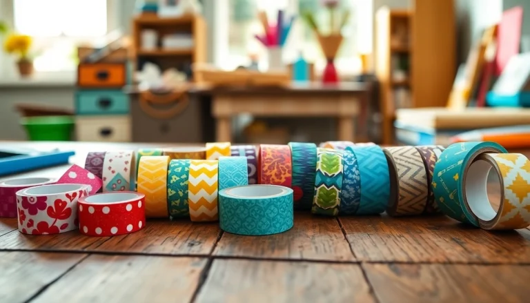 Creative display of colorful washi tape rolls showcasing unique patterns.