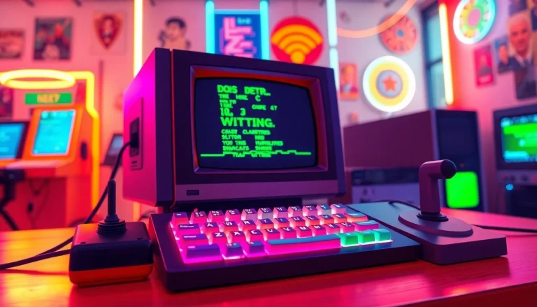 Experience dos games online with a vibrant retro gaming setup featuring nostalgic equipment.