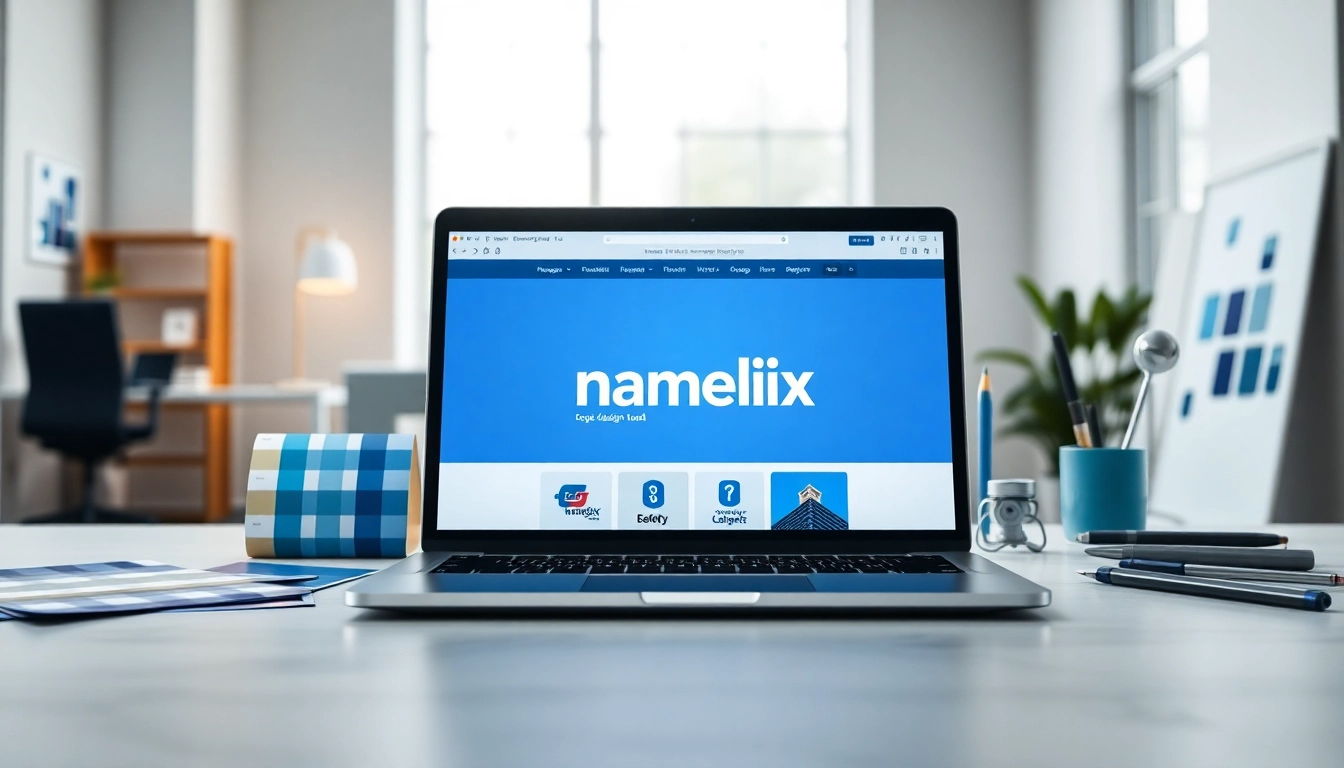 Namelix logo and branding design showcased through a vibrant productivity workspace.