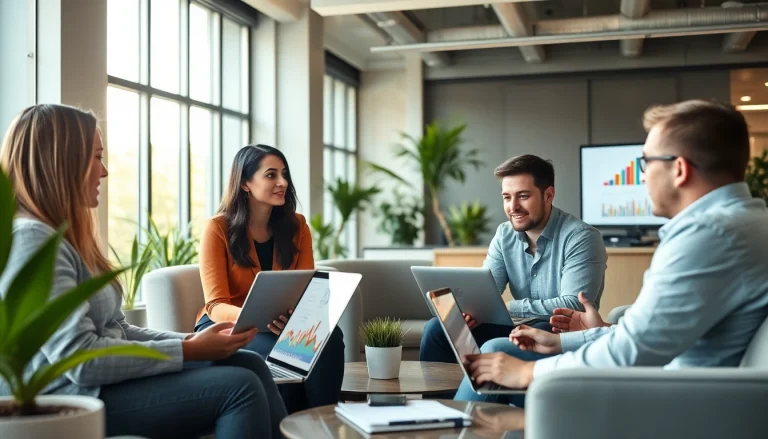 Utilize ai prompts for competitor analysis while a professional team collaborates in a modern office.