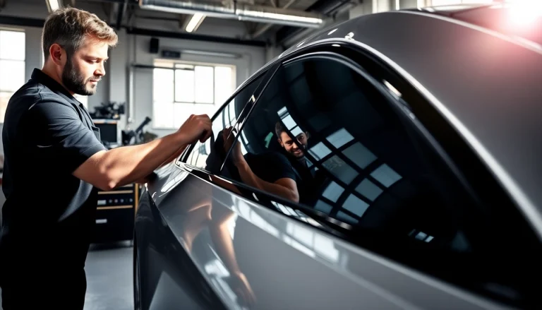 Enhance privacy and protection with professional car window tinting application shown in action.