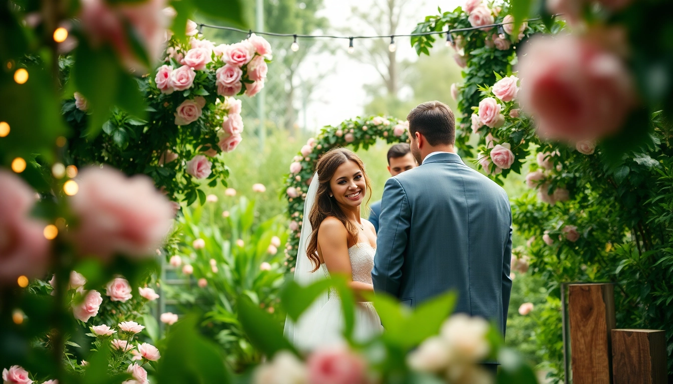 Candid moment by a Tallahassee Wedding Photographer showcasing vibrant couple in a garden setting.