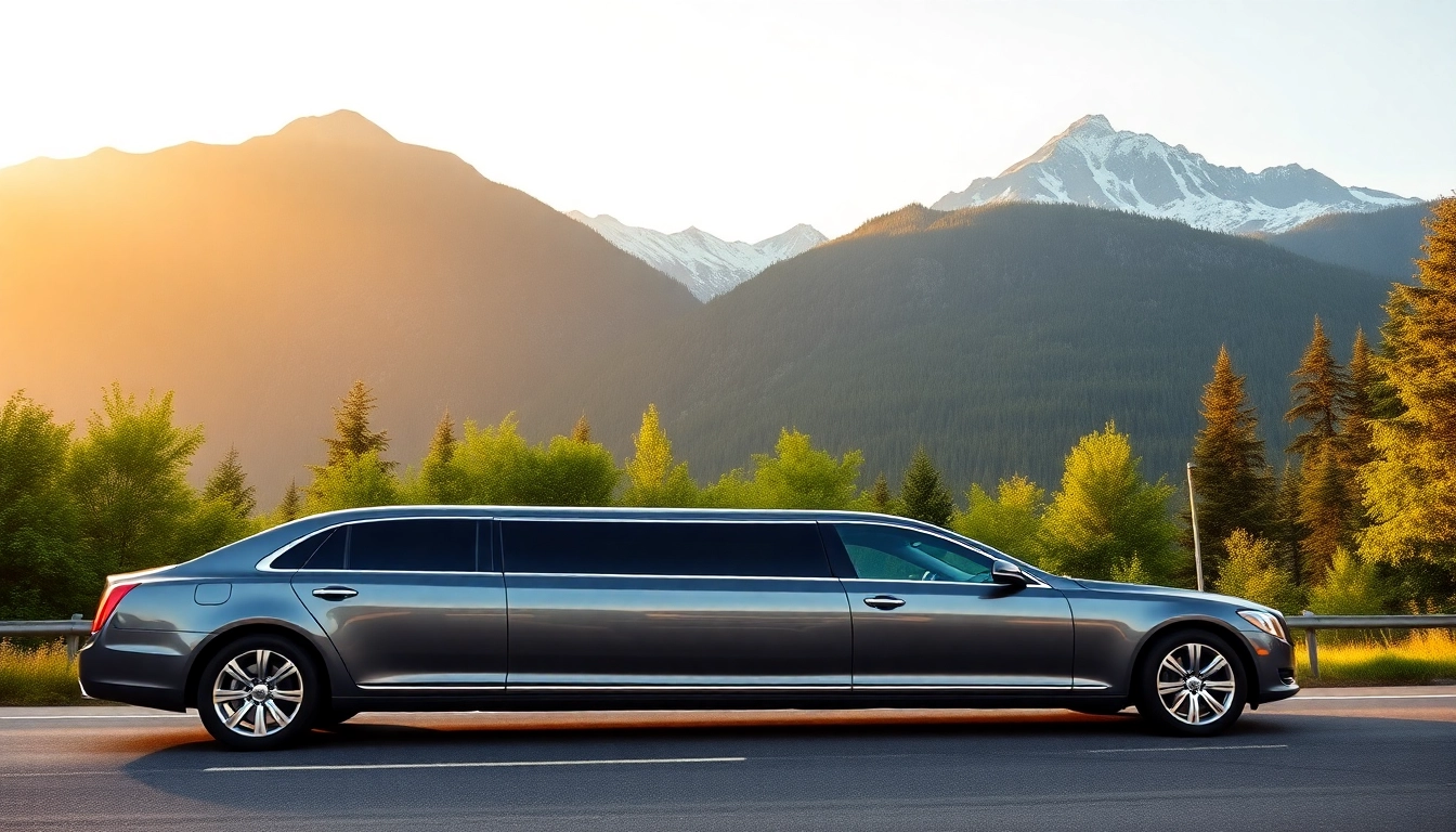 Experience luxurious Vancouver to Seattle Car Service with a sleek limousine on a scenic route.