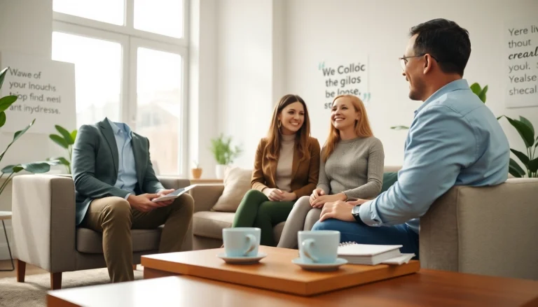 Relationship coach guiding a couple in a comfortable setting, fostering open communication.